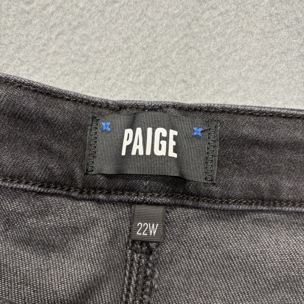 NEW Paige Anessa Raw Hem Jeans Black Lotus Wide Leg Ankle Denim 22W 27" Inseam - Picture 8 of 12